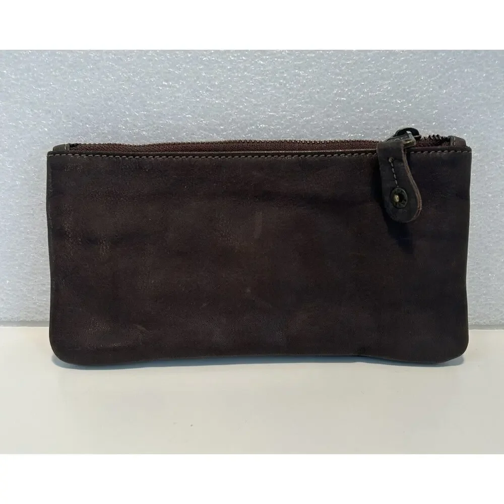Vintage Gap Jeans Brown Leather Wallet Card Coin Holder Zipper - Picture 2 of 4